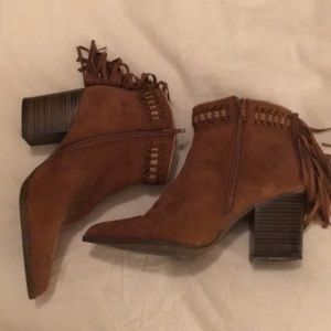 Brown Fringe Booties